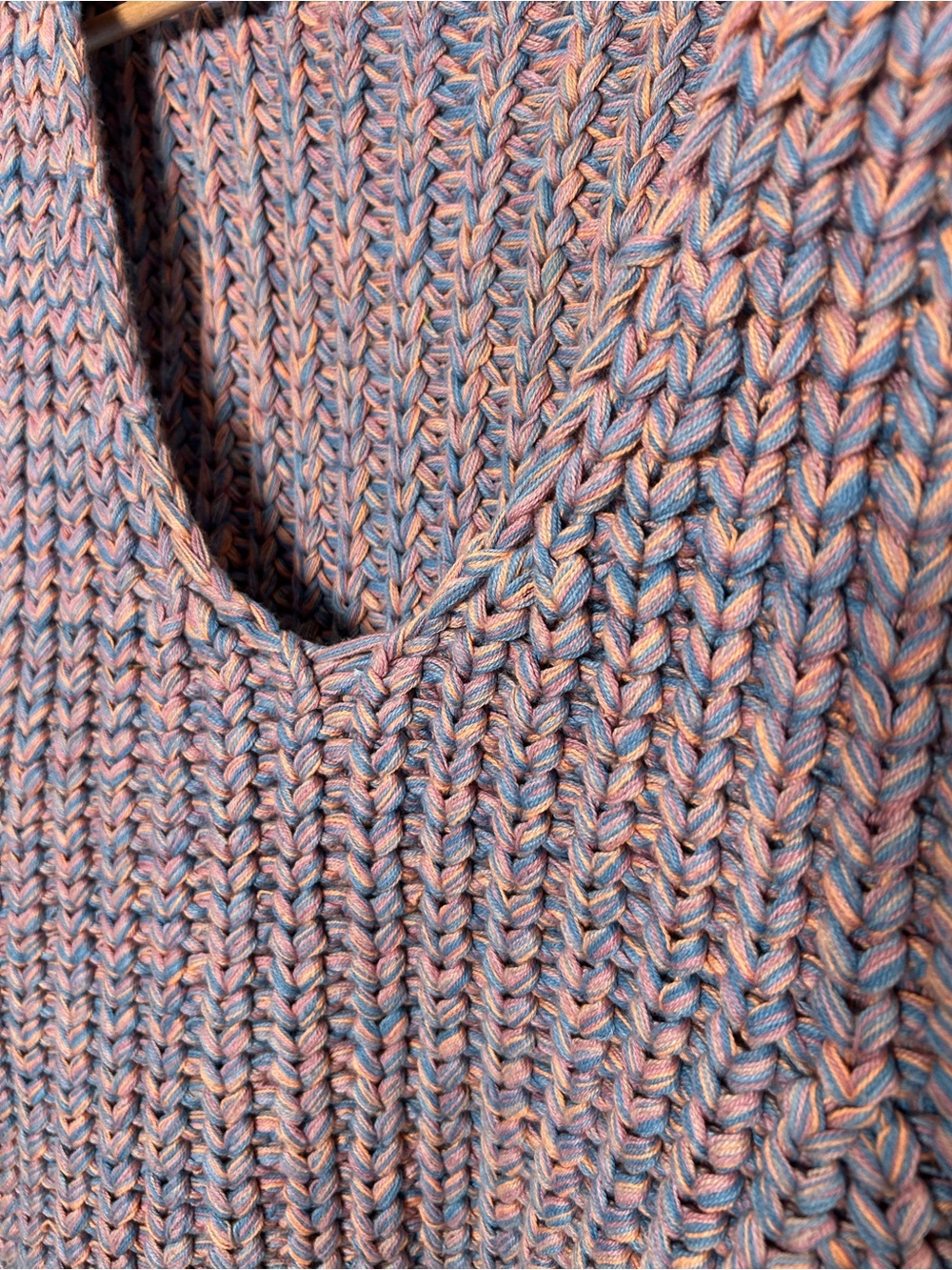 Free People Hoopla Blue-Peach-Purple chunky Braided Knit oversized Tank vest XS - Picture 5 of 9